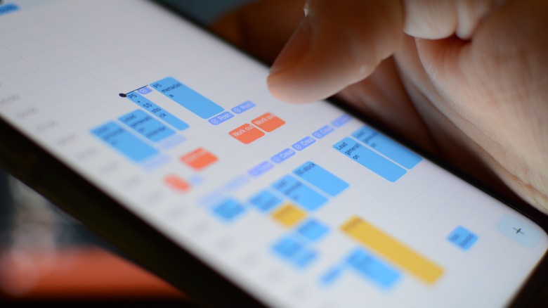 time blocks on phone's digital calendar