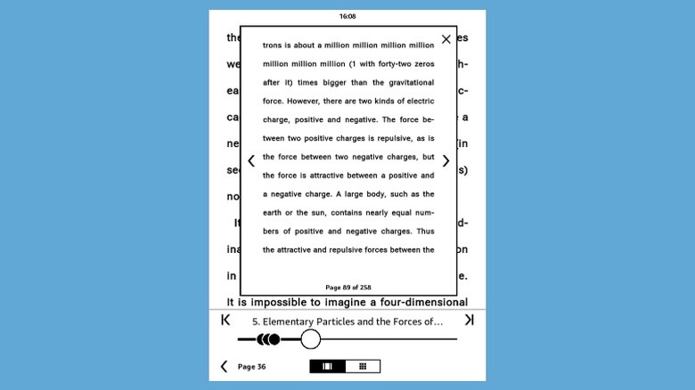Page Flip window in a book on a Kindle.