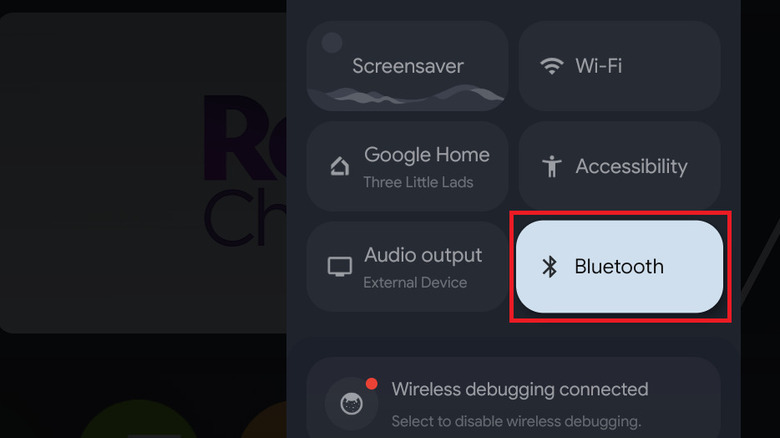 Bluetooth in Google TV quick settings
