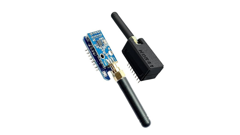 External antenna adapter for Flipper Zero device on white background