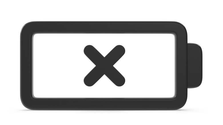 Battery icon with an X "dead" symbol