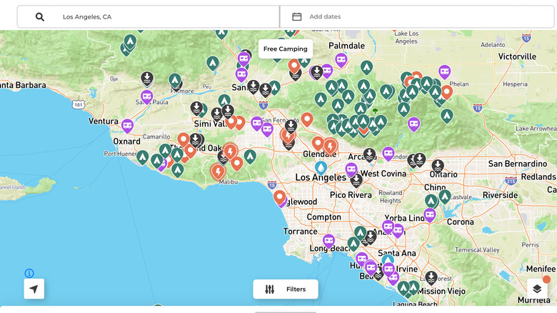 Campsites available in L.A. on The Dyrt