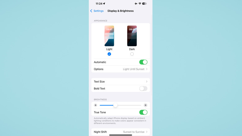 iPhone display mode settings