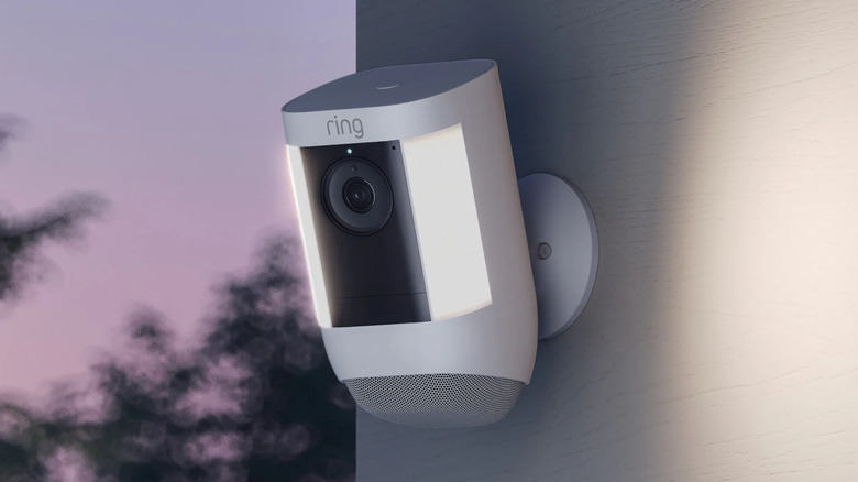 Ring Spotlight Cam Pro at dusk