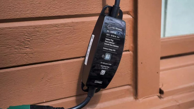 Lutron Caseta Outdoor Smart Plug in use