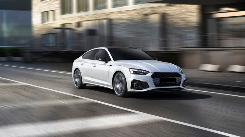 White sports car on road