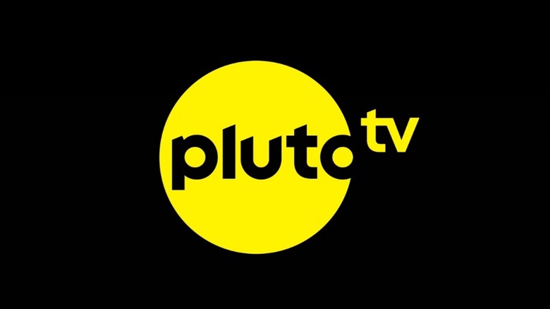 Screenshot of Pluto TV's yellow logo on a black background