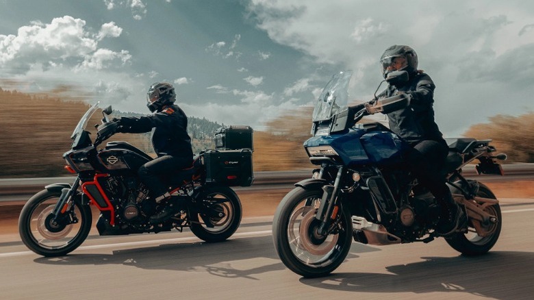 A blue Harley-Davidson Pan America