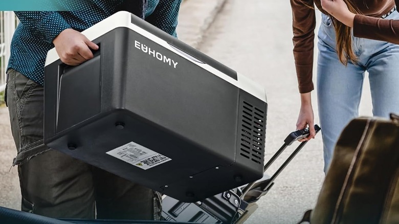 man carrying refrigerator