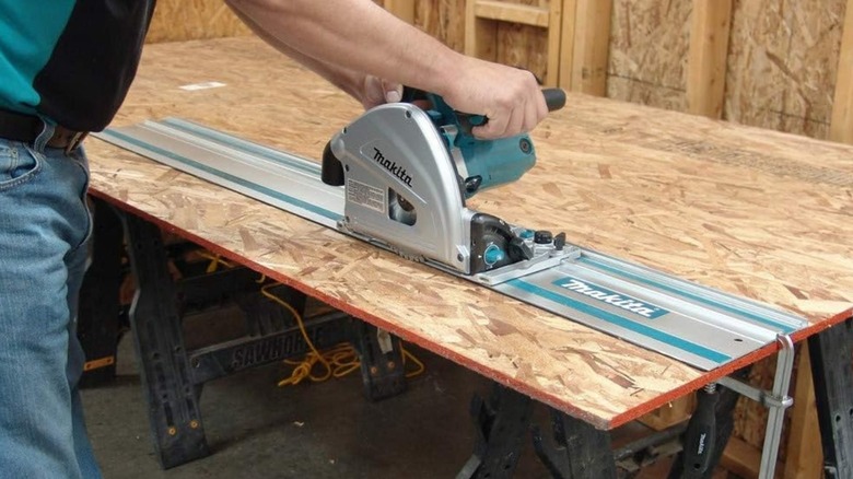 cutting OSB with the Makita Track Saw