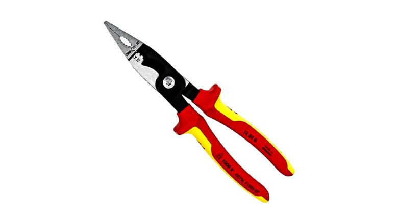 The Knipex 8-Inch Insulated Electrical Installation Pliers on a white background