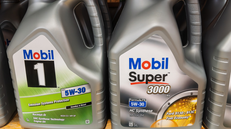Mobil 1 oil on shelf