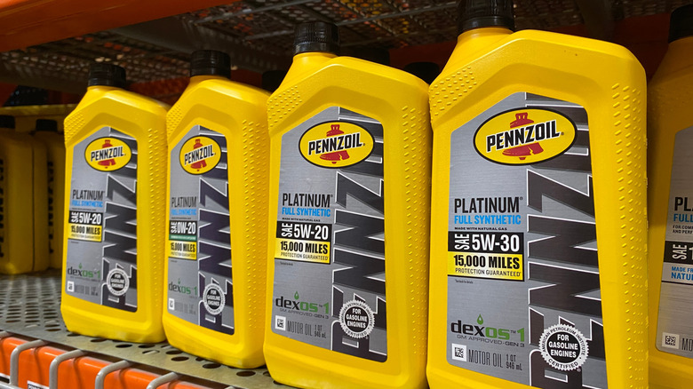 Pennzoil bottles on shelf