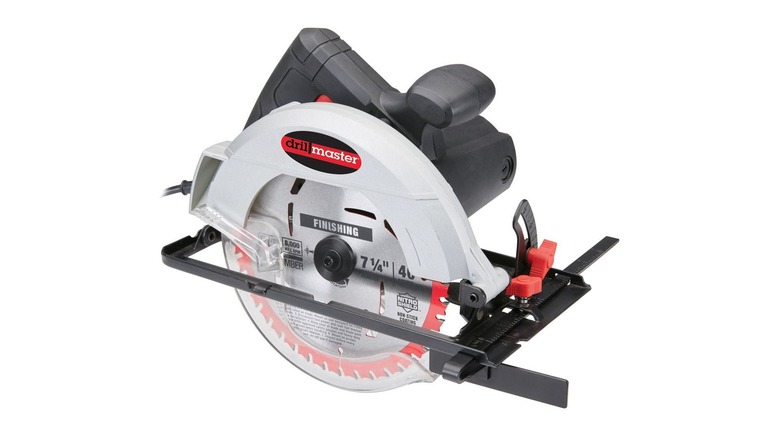 A close up shot of a drillmaster circular saw