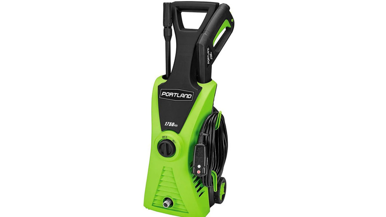 Green Portland pressure washer upright
