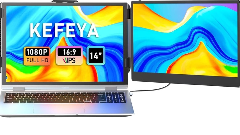 Product photo of a laptop with a second screen