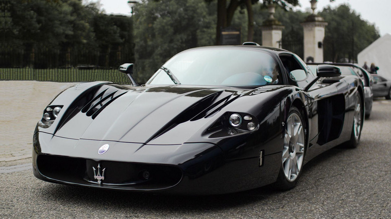 Black Maserati MC12 parked