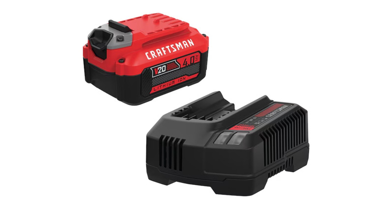 Picture displaying Craftsman battery and charger