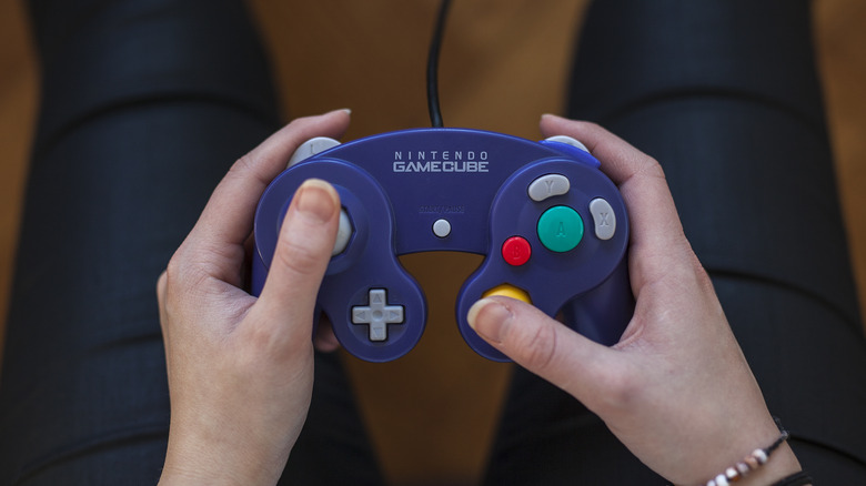 person holding gamecube controller