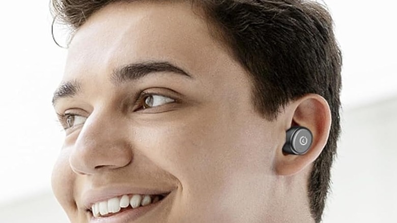 man wearing wireless earbuds