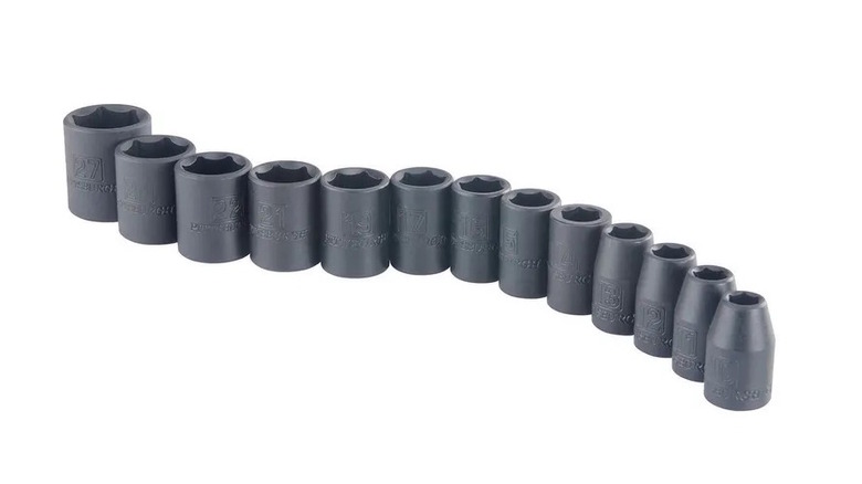 black impact sockets organized in a wavy line