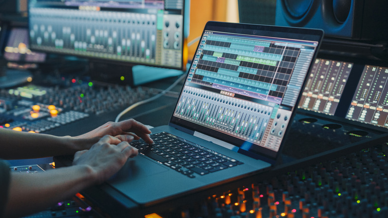 MacBook running music software