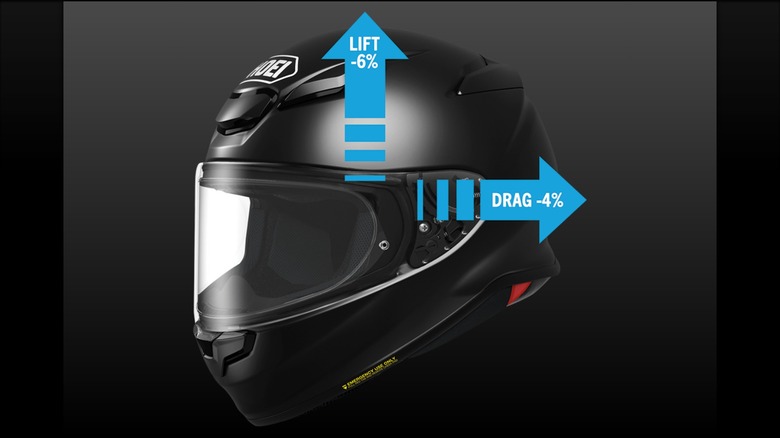 Shoei RF-1400 reduces lift and drag compared to the old model