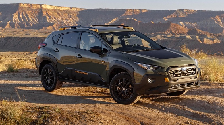 Subaru Crosstrek parked on a dirt road