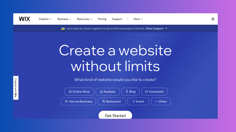 Wix website screenshot