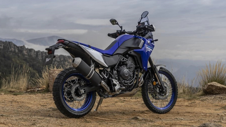 Yamaha Tenere 700 parked on a hillside