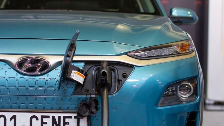 A Kona Electric charging