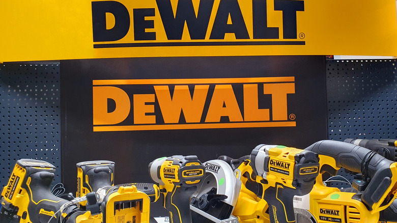 DeWalt logo and tools
