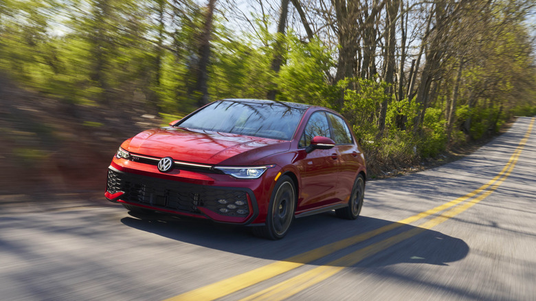 2025 Volkswagen Golf GTI dynamic image front 3/4 view