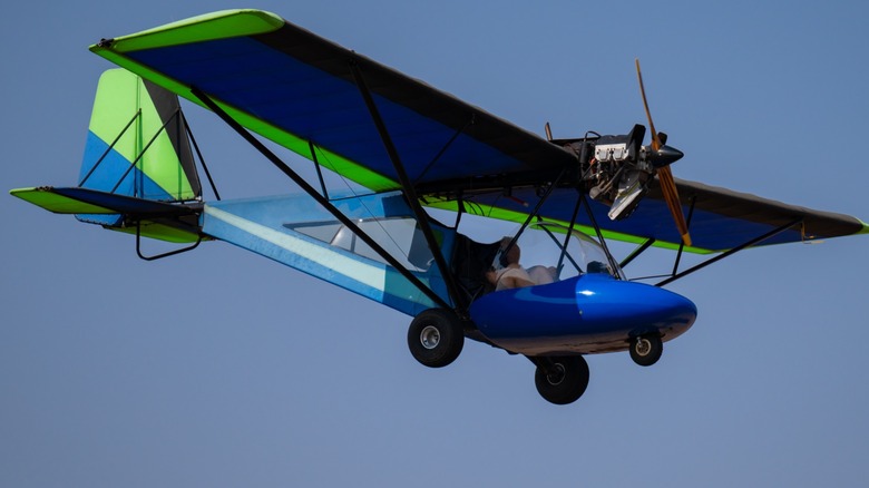 Ultralight aircraft in flight