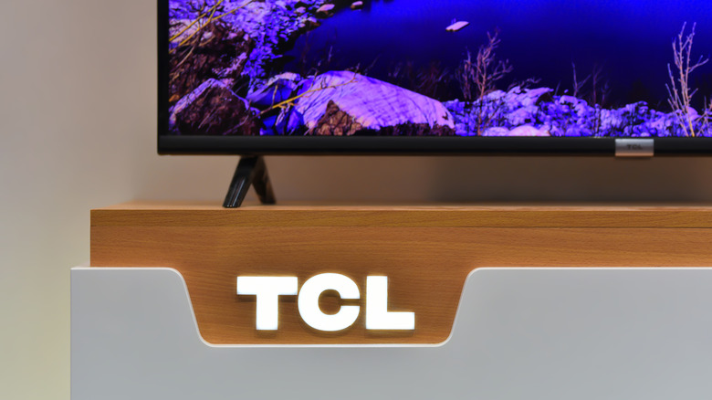 A TV on display with the TCL logo