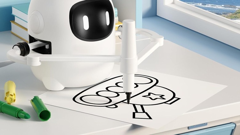 The RIVGOT Drawing Robot depicted drawing a cartoon tank