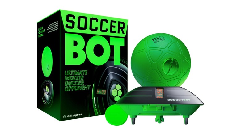 The Soccer Bot set, box next to it, plain white background