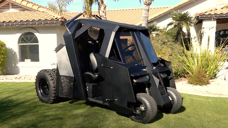 Golf cart outfitted to look like Batman's Dark Knight tumbler
