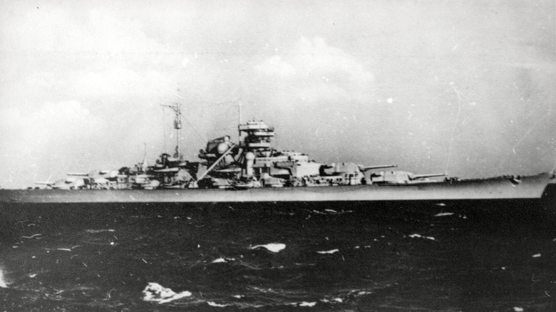 Battleship Bismarck on the Atlantic Ocean