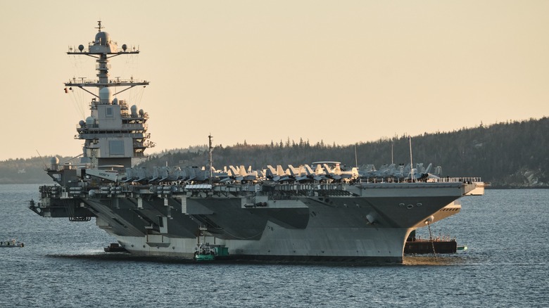 USS Gerald Ford near the shore