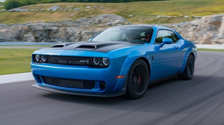 2019 Dodge Challenger SRT Hellcat Redeye Widebody driving around a turn