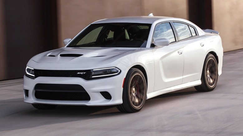 2015 Dodge Charger SRT Hellcat driving on a paved surface