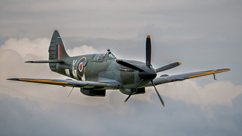 Supermarine Spitfire flying three quarter view