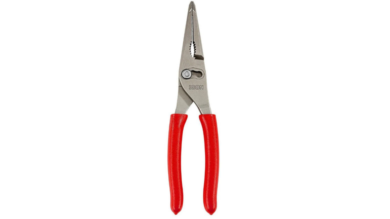 Icon 9-inch Slip-Join Pliers with a red handle on a white background