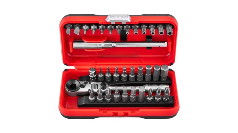 Icon's 35-Piece Locking Flex Head Ratchet and Bit Set on a white background