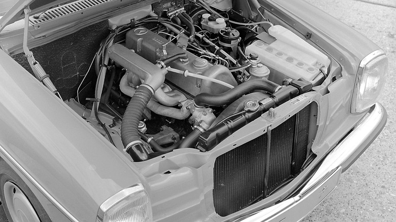 Mercedes-Benz OM617 Inline-5 inside 240D sedan