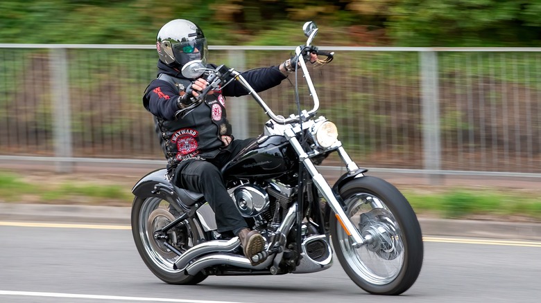 Motorcycle with ape hanger handlebars