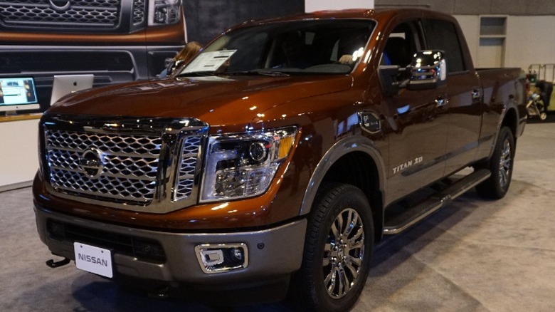 A reddish-brown 2016 Nissan Titan XD
