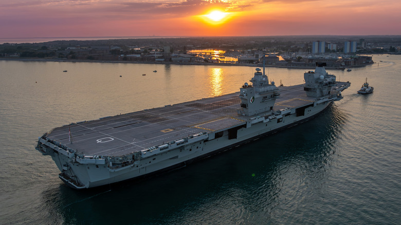 HMS Queen Elizabeth at Sunset