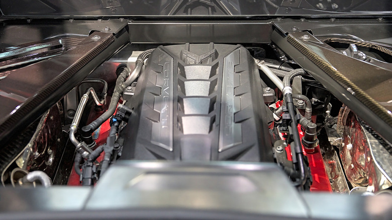 A Chevy LT2 engine in an engine bay
